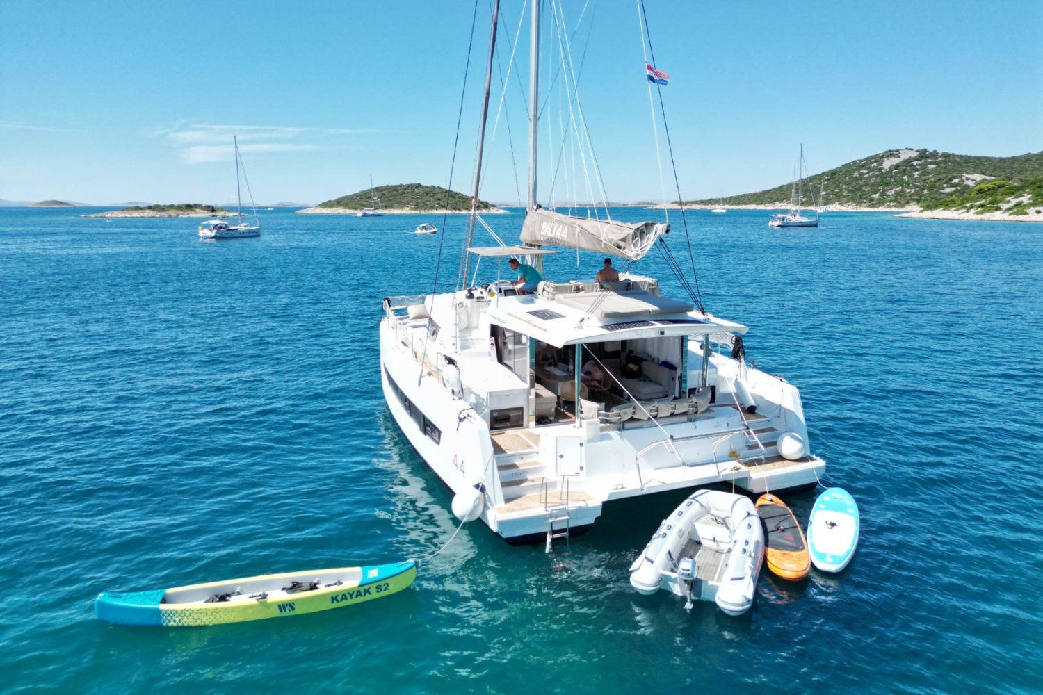 Bali 4.4 sailing catamaran anchored in Croatia