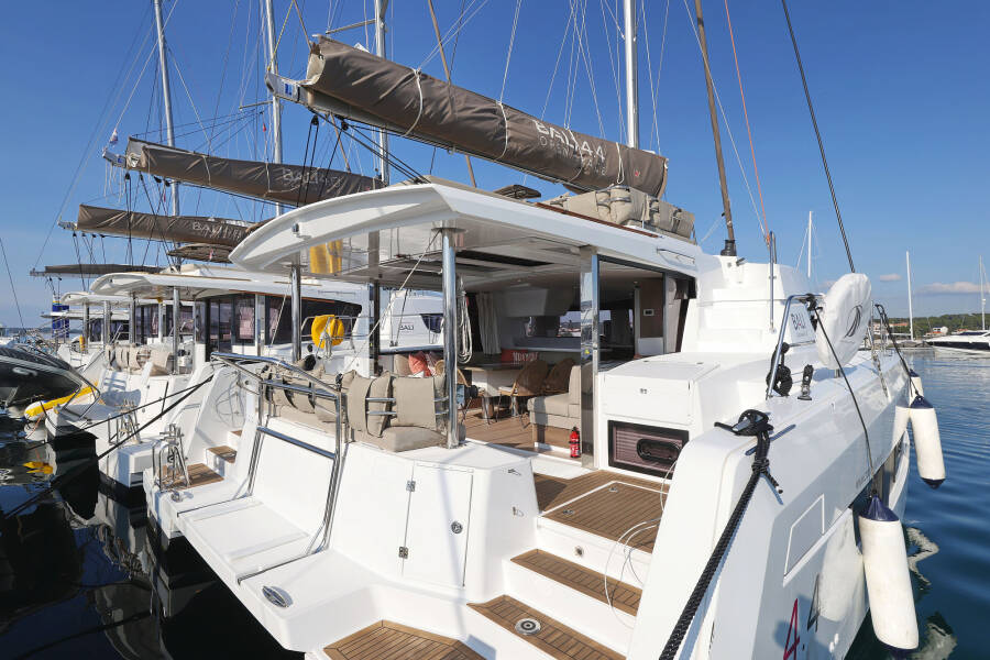 Catamaran deck prepared for a yacht charter in Croatia
