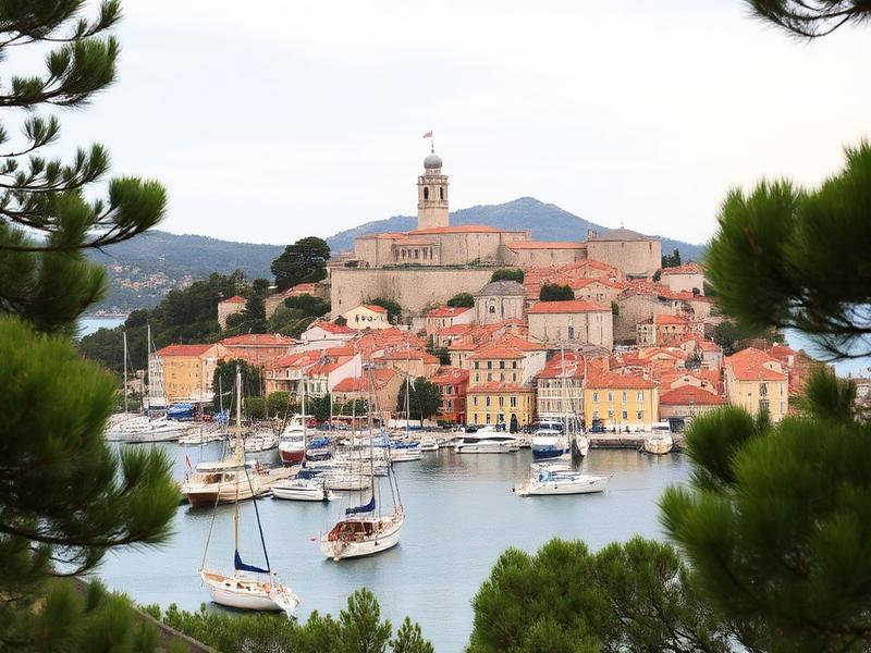 Historic Korcula town beside the Adriatic